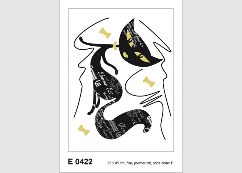 Samolepka na zeď,  AG Design, E 0422, Okouzlující kočka s popisy, 65x85 cm