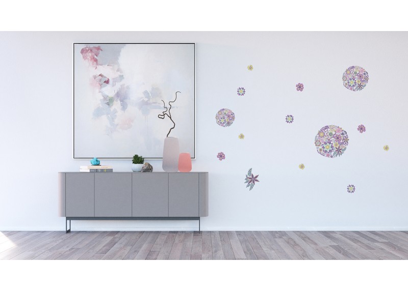 Samolepka na zeď,  AG Design, FL 1052, Květinové koule, 65x85 cm