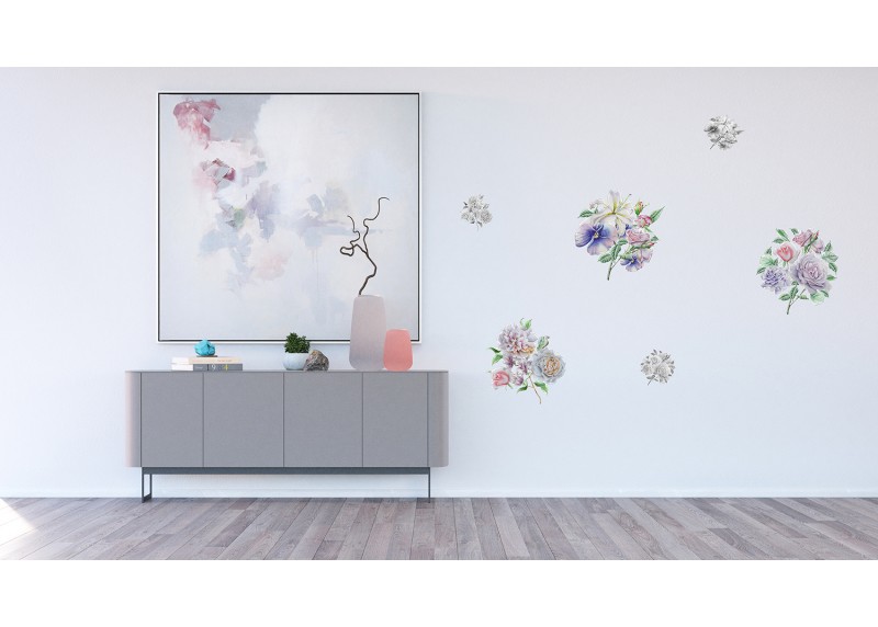 Samolepka na zeď,  AG Design, F 1064, Jemné fialové květy, 65x85 cm