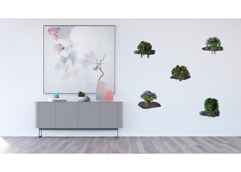 Samolepka na zeď,  AG Design, F 1070, Květiny na kamenech, 65x85 cm
