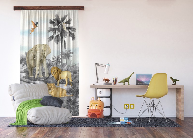 JUNGLE, záclony AG Design, pro dětské pokoje, 140 x 245 cm, FCSL 7177 - 003