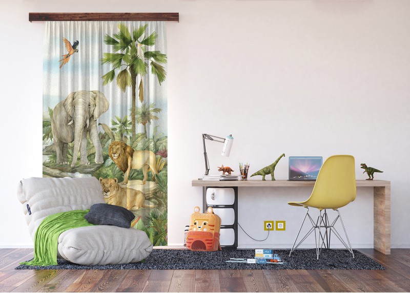 JUNGLE, záclony AG Design, pro dětské pokoje, 140 x 245 cm, FCSL 7179 - 004