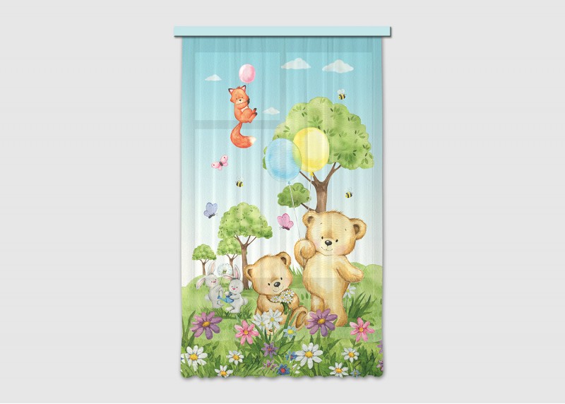 Medvídek , záclony AG Design, pro dětské pokoje, 140 x 245 cm, FCSL 7183 - 006