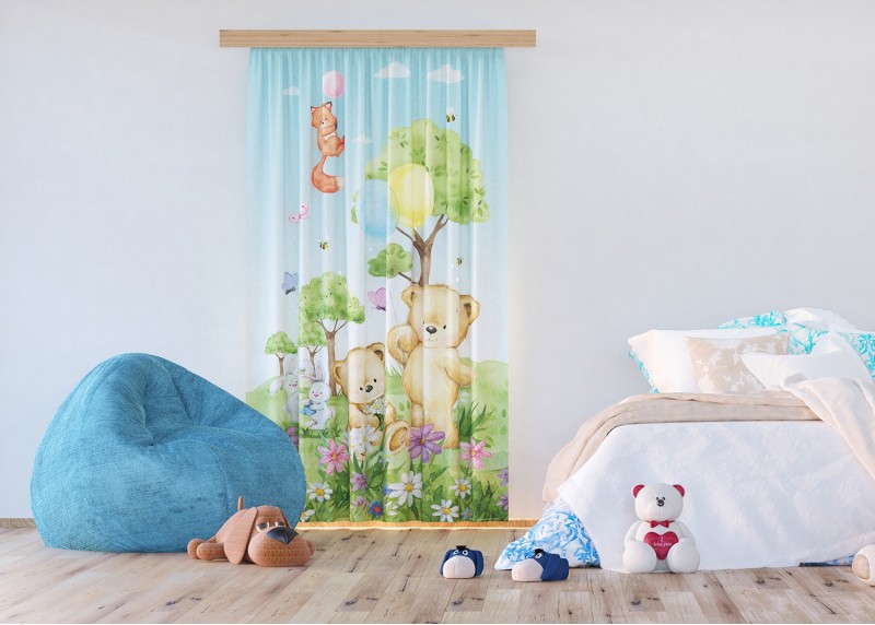 Medvídek , záclony AG Design, pro dětské pokoje, 140 x 245 cm, FCSL 7183 - 006