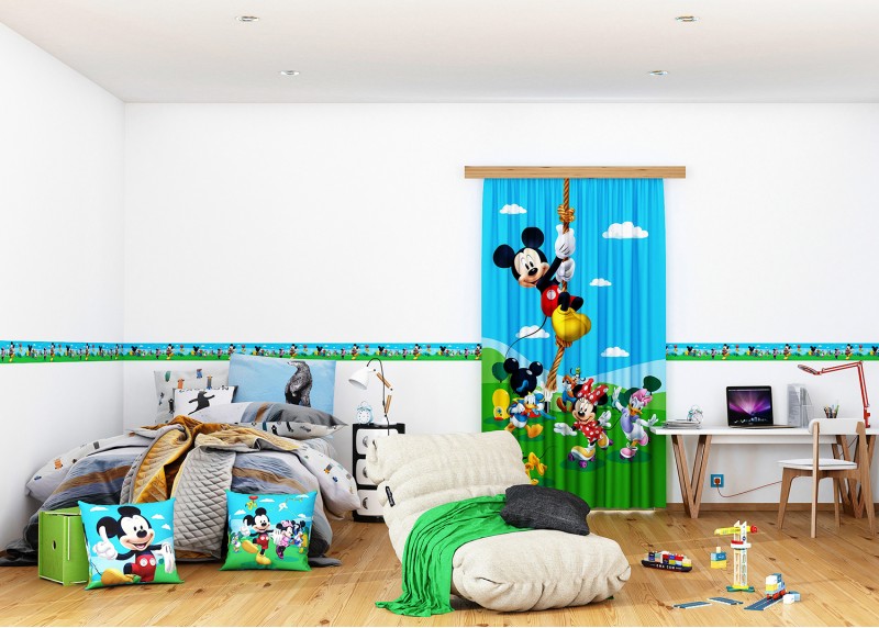 Mickey Mouse, záclony AG Design, 140 x 245 cm, 1 díl, pro dětské pokoje, FCSL 7106