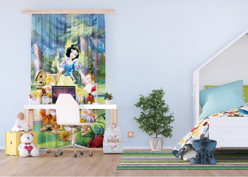 Sněhurka, Disney, záclony AG Design, 140 x 245 cm, 1 díl, pro dětské pokoje, FCSL 7115