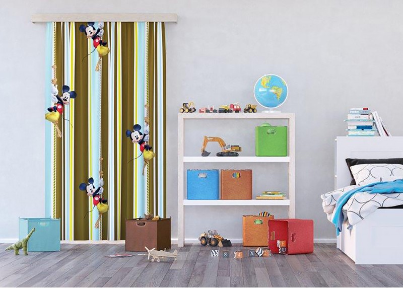 Mickey Mouse, Disney, záclony AG Design, 140 x 245 cm, 1 díl, pro dětské pokoje, FCSL 7144
