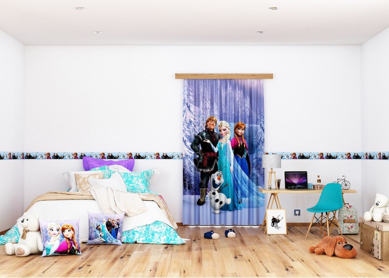 Frozen, Disney, záclony AG Design, 140 x 245 cm, 1 díl, pro dětské pokoje, FCSL 7147