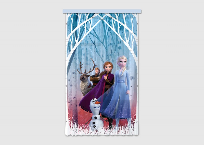 Elsa s přáteli v podzimním lese, Frozen 2, Disney, záclony AG Design, 140 x 245 cm, 1 díl, pro dětské pokoje, FCS L 7165