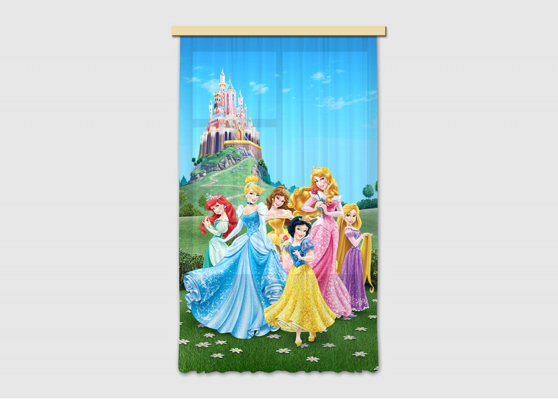 Princezny v překrásné zahradě, Disney, záclony AG Design, 140 x 245 cm, 1 díl, pro dětské pokoje, FCSL 7166