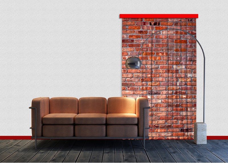 Červené cihly, záclony AG Design, 140 x 245 cm, 1 díl, do kuchyně, obývacího pokoje, ložnice, FCSL 7501