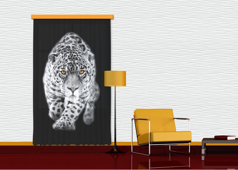 Leopard, záclony AG Design, 140 x 245 cm, 1 díl, do kuchyně, obývacího pokoje, ložnice, FCSL 7503