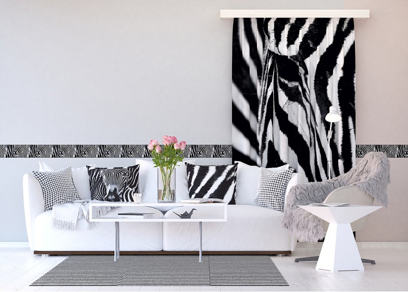 Zebra, záclony AG Design, 140 x 245 cm, 1 díl, do kuchyně, obývacího pokoje, ložnice, FCSL 7519