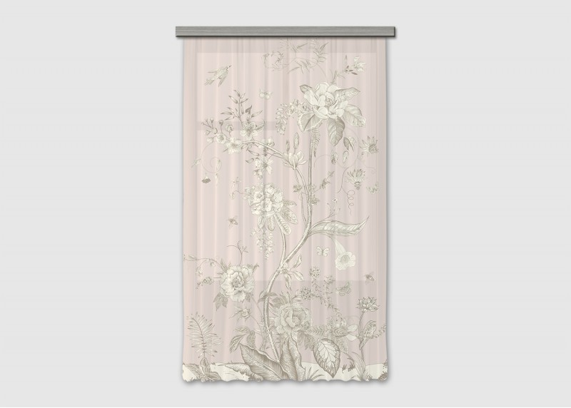 Pastelové květy, záclony AG Design, 140 x 245 cm, 1 díl, do kuchyně, obývacího pokoje, ložnice, FCSL 282