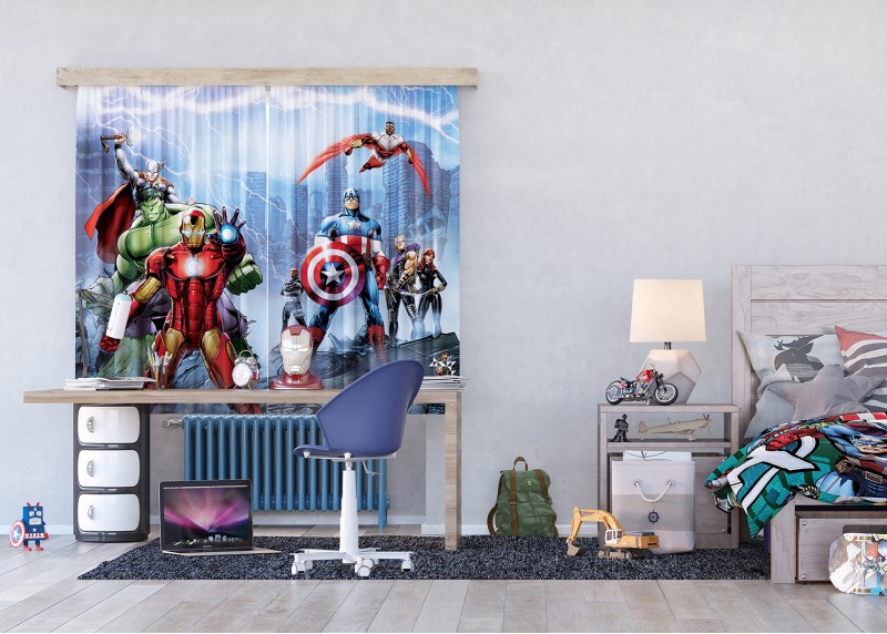 Avengers, Marvel, záclony AG Design, pro dětské pokoje, 180 x 160 cm, FCSXL 4328