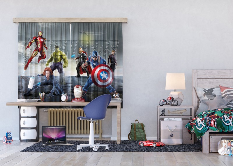 Avengers, Marvel, záclony AG Design, pro dětské pokoje, 180 x 160 cm, FCSXL 4330