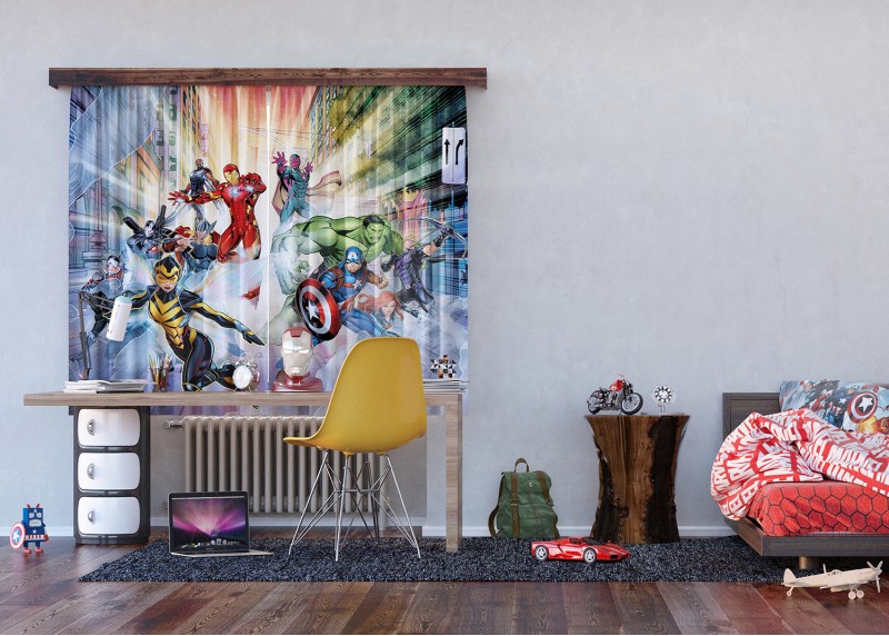 Avengers, Marvel, záclony AG Design, pro dětské pokoje, 180 x 160 cm, FCSXL 4393