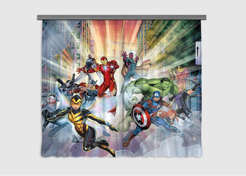 Avengers, Marvel, záclony AG Design, pro dětské pokoje, 180 x 160 cm, FCSXL 4393