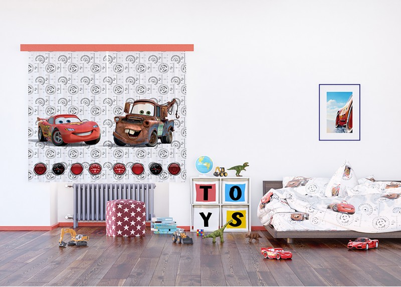 Cars, Disney, záclony AG Design, 180 x 160 cm, 2 díly, pro dětské pokoje, FCSXL 4368