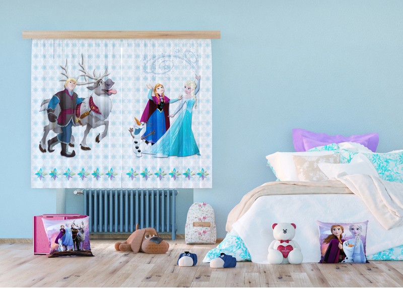 Frozen, Disney, záclony AG Design, 180 x 160 cm, 2 díly, pro dětské pokoje, FCSXL 4370