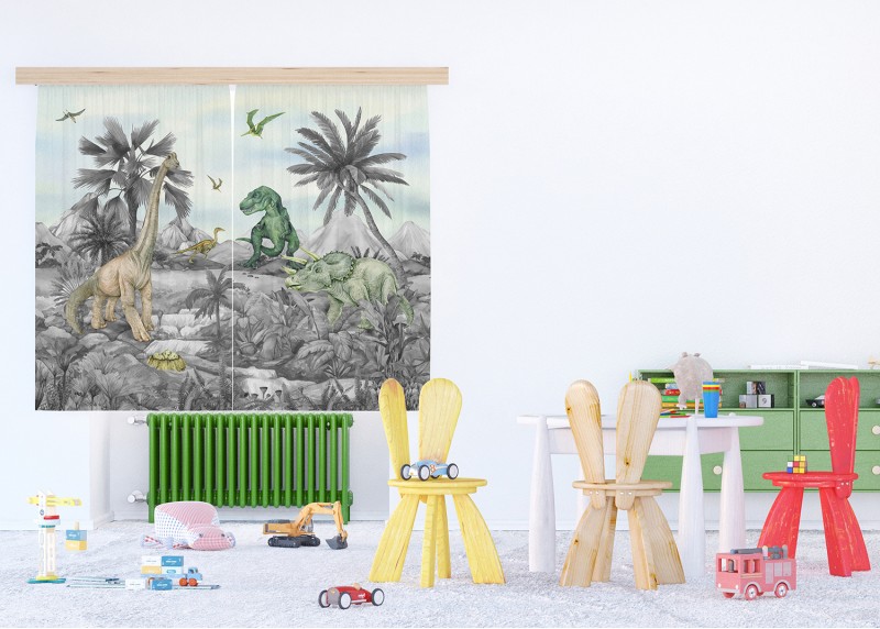 Dino, záclony AG Design, pro dětské pokoje, 180 x 160 cm, FCSXL315 - 001