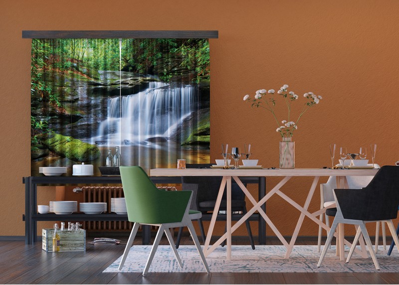 Vodopád, záclony AG Design, 180 x 160 cm, 2 díly, do kuchyně, obývacího pokoje, ložnice, FCSXL  4800
