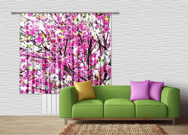 Květy, záclony AG Design, 180 x 160 cm, 2 díly, do kuchyně, obývacího pokoje, ložnice, FCSXL 4806