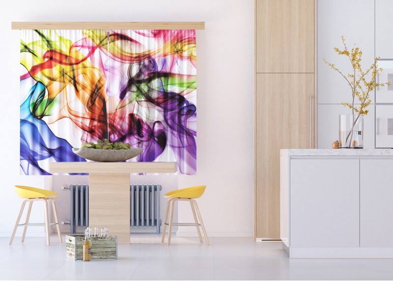 Barevný kouř, záclony AG Design, 180 x 160 cm, 2 díly, do kuchyně, obývacího pokoje, ložnice, FCSXL 4821