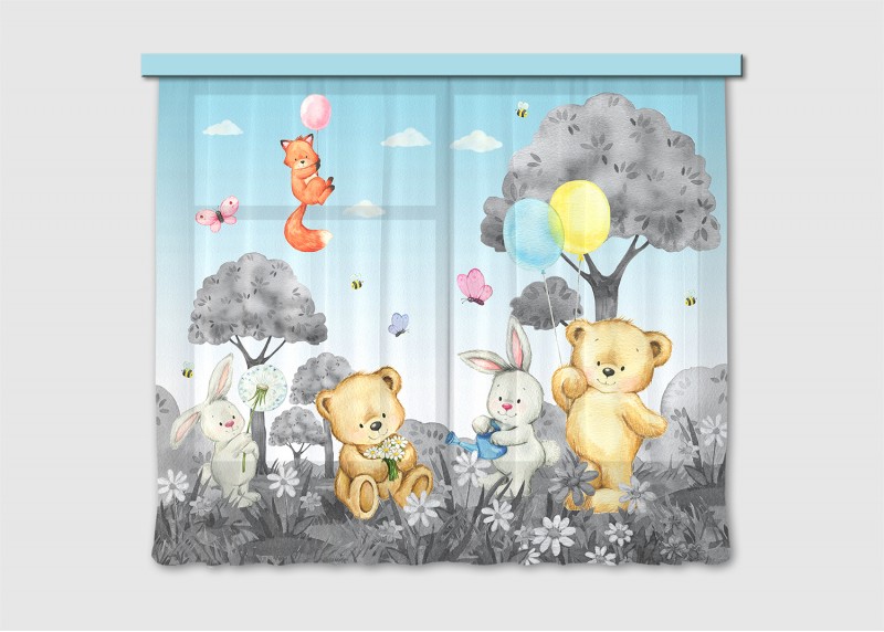 Medvídek , záclony AG Design, pro dětské pokoje, 180 x 160 cm,  FCSXL319 - 005