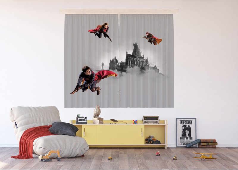 Harry Potter, záclony AG Design, pro dětské pokoje, 180 x 160 cm, FCSXL322 - 411