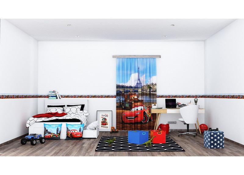 Cars v Londýně, Disney, dekorativní polštář AG Design, 40 x 40 cm, do dětského pokoje, CND 3112