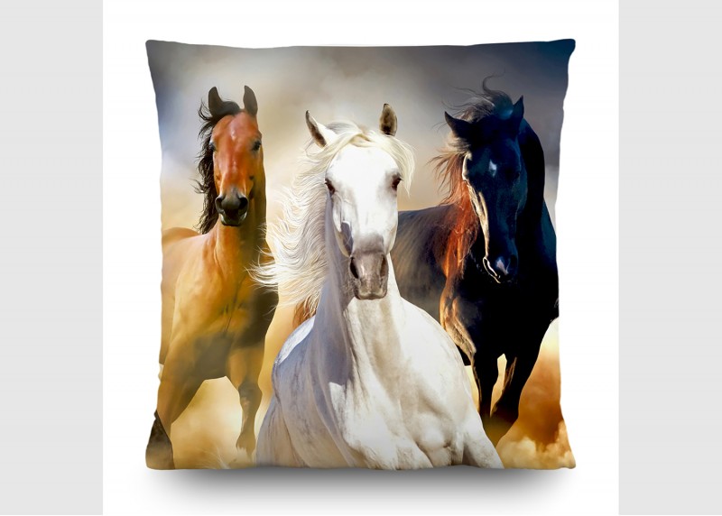 Běžící koně, dekorativní polštář AG Design, 45 x 45 cm, do obývacího pokoje, kuchyně, ložnice či chaty, CN 3602