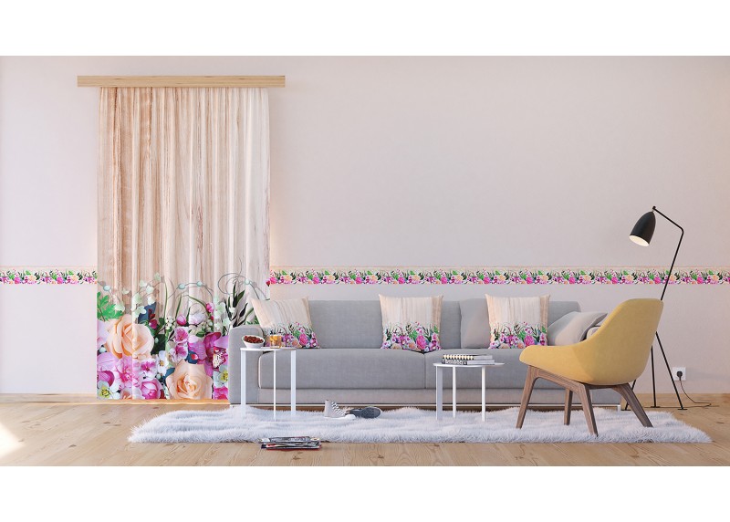 Květy, dekorativní polštář, AG Design, 45 X 45 cm, do obývacího pokoje, kuchyně, ložnice či chaty, CN 3622
