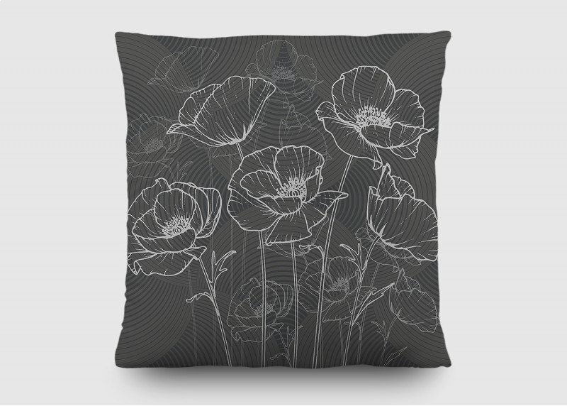 Flora černá, dekorativní polštář, AG Design, 45 X 45 cm, do obývacího pokoje, kuchyně, ložnice či chaty, CN 3623