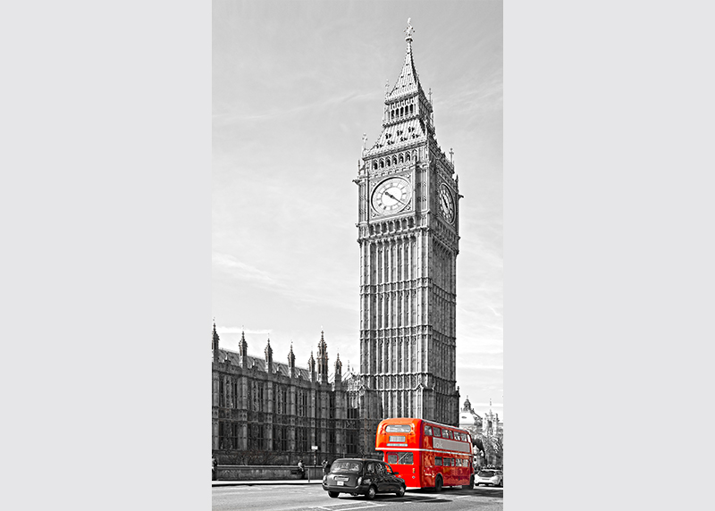 Červený autobus v Londýně, záclony AG Design, 140 x 245 cm, 1 díl, do kuchyně, obývacího pokoje, ložnice, FCS L 7528