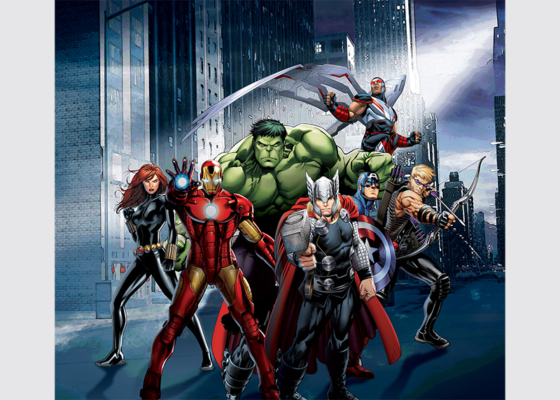 Avengers, Marvel, záclony AG Design, pro dětské pokoje, 180 x 160 cm, FCSXL 4391