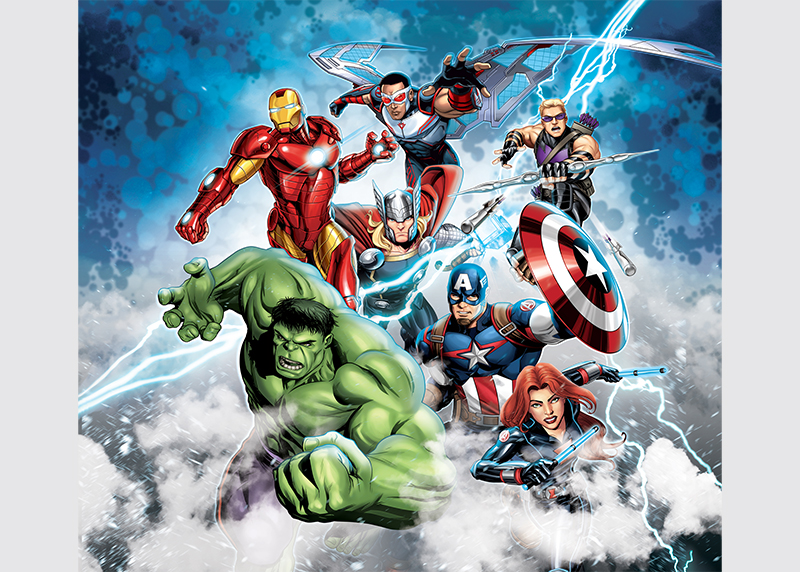Avengers, Marvel, záclony AG Design, pro dětské pokoje, 180 x 160 cm, FCSXL 4392