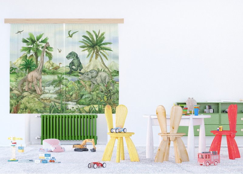 DINO, záclony AG Design, pro dětské pokoje, 180 x 160 cm, FCSXL316 - 002
