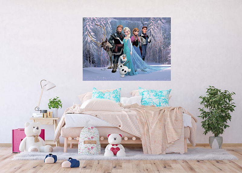 Postavy Frozen v kouzelném lese, Ledové království, Disney, AG Design, fototapeta do dětského pokoje, lepidlo součástí balení, 156x112