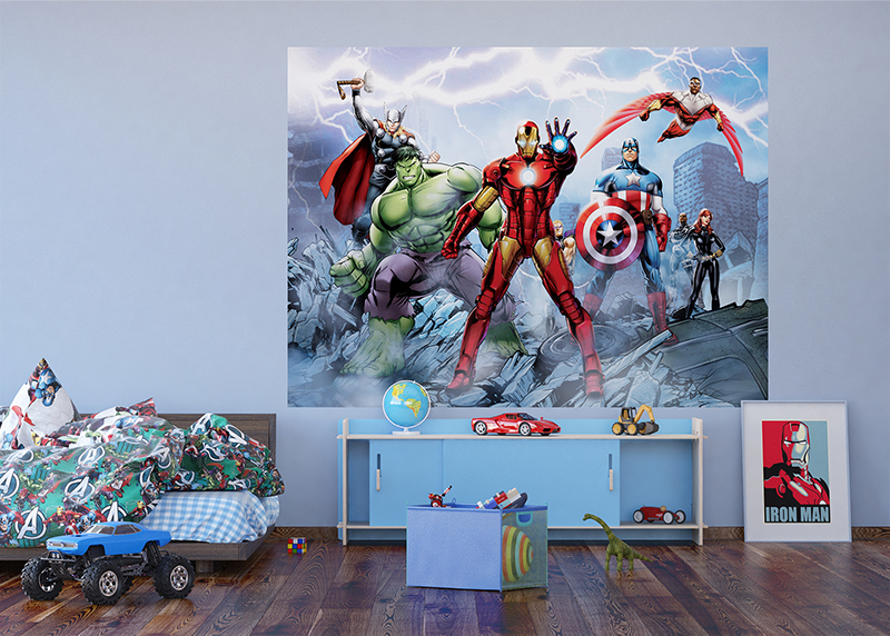 Avengers v boji proti nepřátelům, Marvel, AG Design, fototapeta do dětského pokoje, lepidlo součástí balení, 252x182