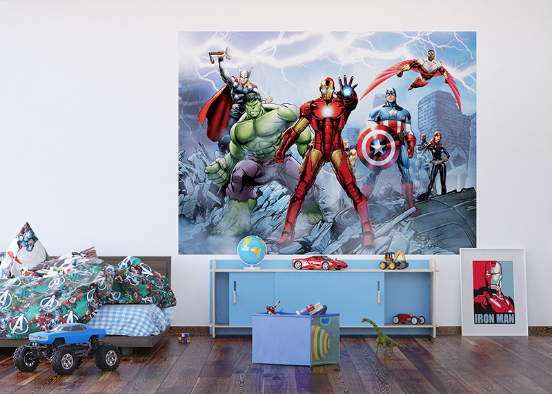 Avengers v boji proti nepřátelům, Marvel, AG Design, fototapeta do dětského pokoje, lepidlo součástí balení, 252x182