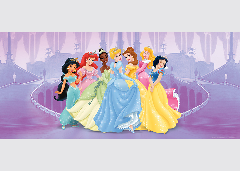 Princezny na zámku, Disney, AG Design, fototapeta do dětského pokoje, lepidlo součástí balení, 202x90