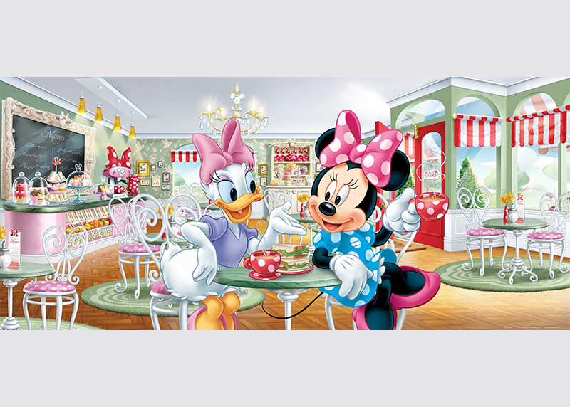 Minnie Mouse a Daisy v kavárně, Disney, AG Design, fototapeta do dětského pokoje, lepidlo součástí balení, 202x90