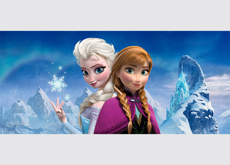 Elsa a Anna na vrcholu hor, Ledové království, Disney, AG Design, fototapeta do dětského pokoje, lepidlo součástí balení, 202x90