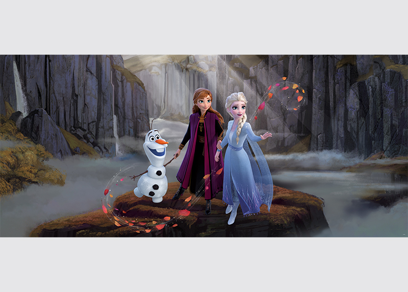 Elsa, Anna a Olaf na horách, Ledové království, Disney, AG Design, fototapeta do dětského pokoje, lepidlo součástí balení, 202x90