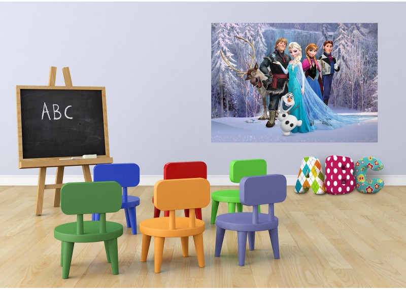 Postavy Frozen v kouzelném lese, Ledové království, AG Design, fototapeta do dětského pokoje, lepidlo součástí balení, 155x110