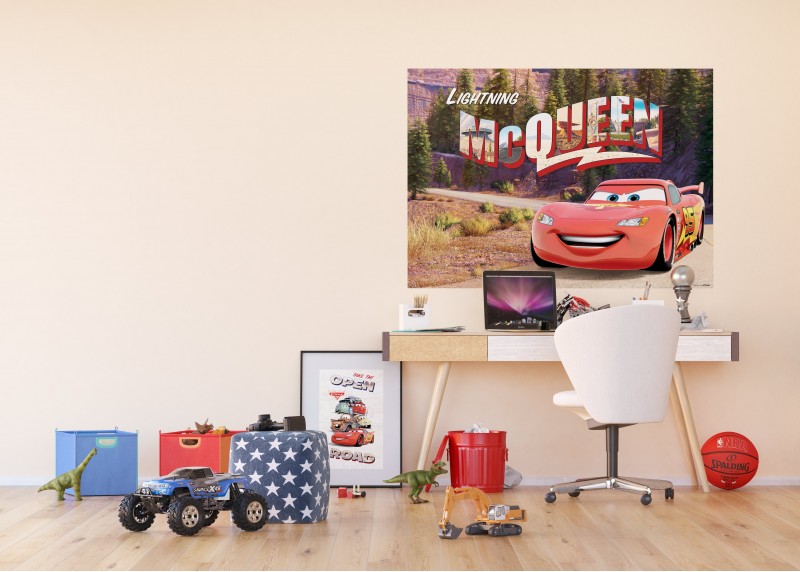 Zářící McQueen, Auta, Disney, AG Design, fototapeta do dětského pokoje, lepidlo součástí balení, 155x110