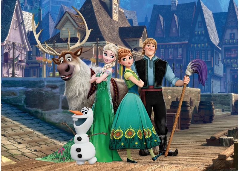Anna a Elsa ve městě, Ledové království, Disney, AG Design, fototapeta do dětského pokoje, lepidlo součástí balení, 160x110