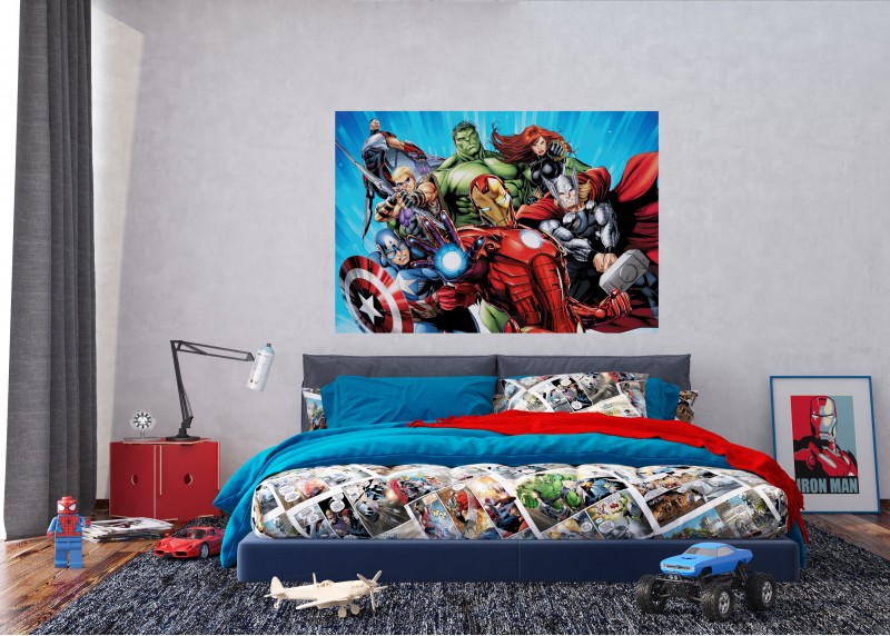 Hrdinové Avengers, Marvel, AG Design, fototapeta do dětského pokoje, lepidlo součástí balení, 155x110