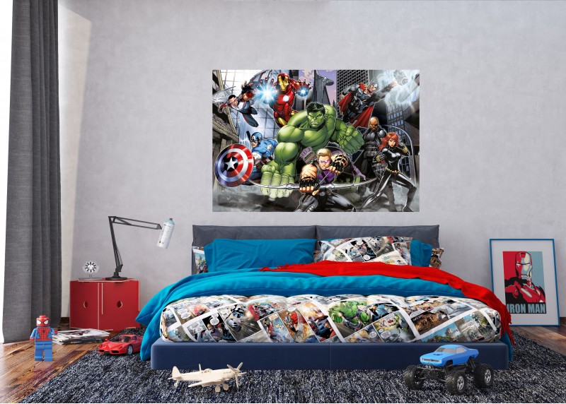  Avengers v New Yorku, Marvel, AG Design, fototapeta do dětského pokoje, lepidlo součástí balení, 155x110